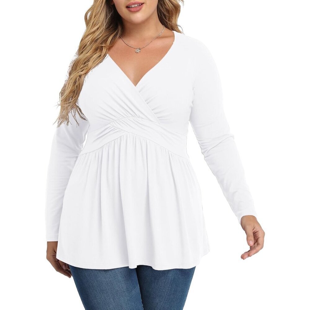 Plus Size Women's V Neck Tunic Top Rayon Blend Casual Dressy Style